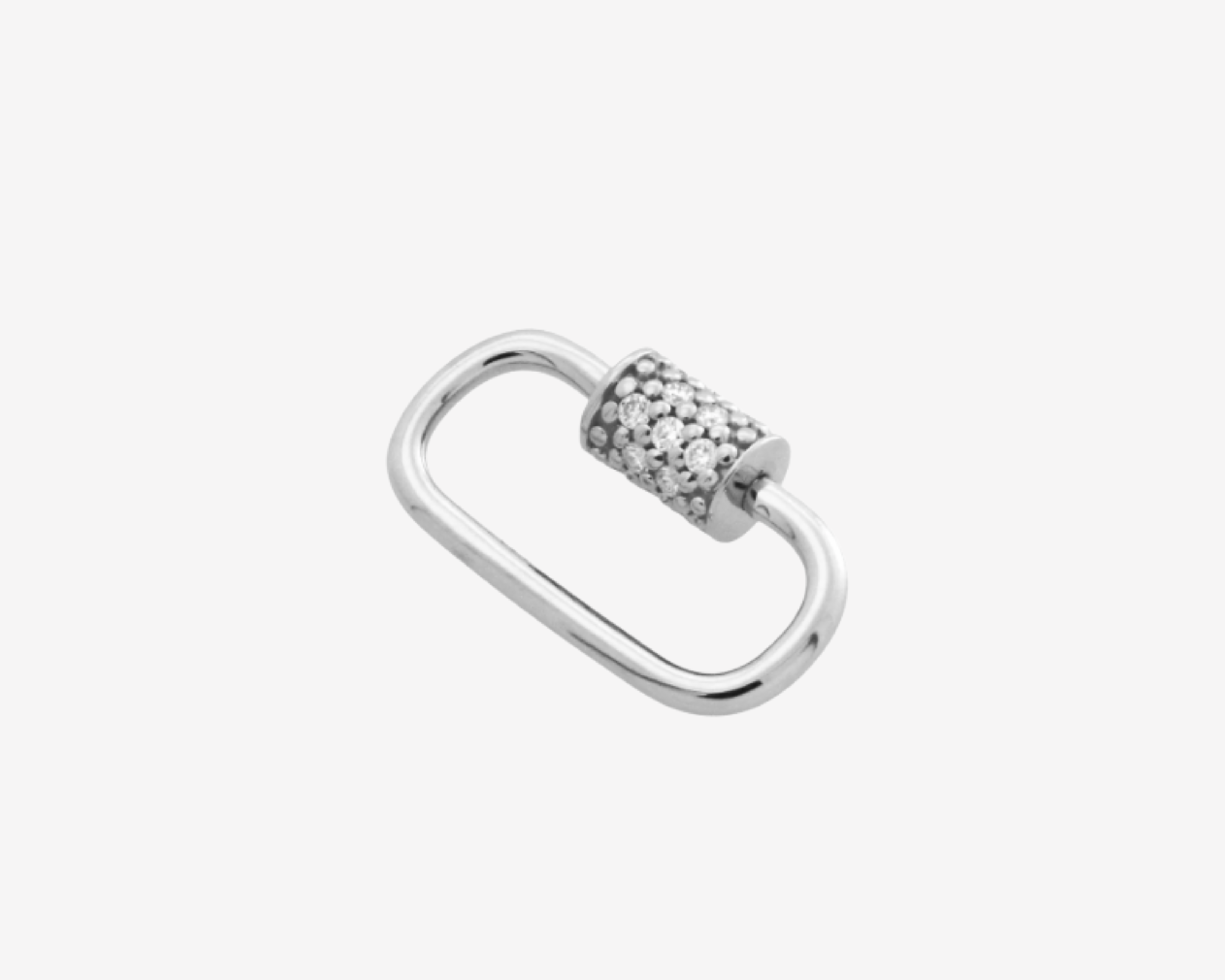 Oval Carabiner with Gems in rhodium plated sterling silver — Sener Besim