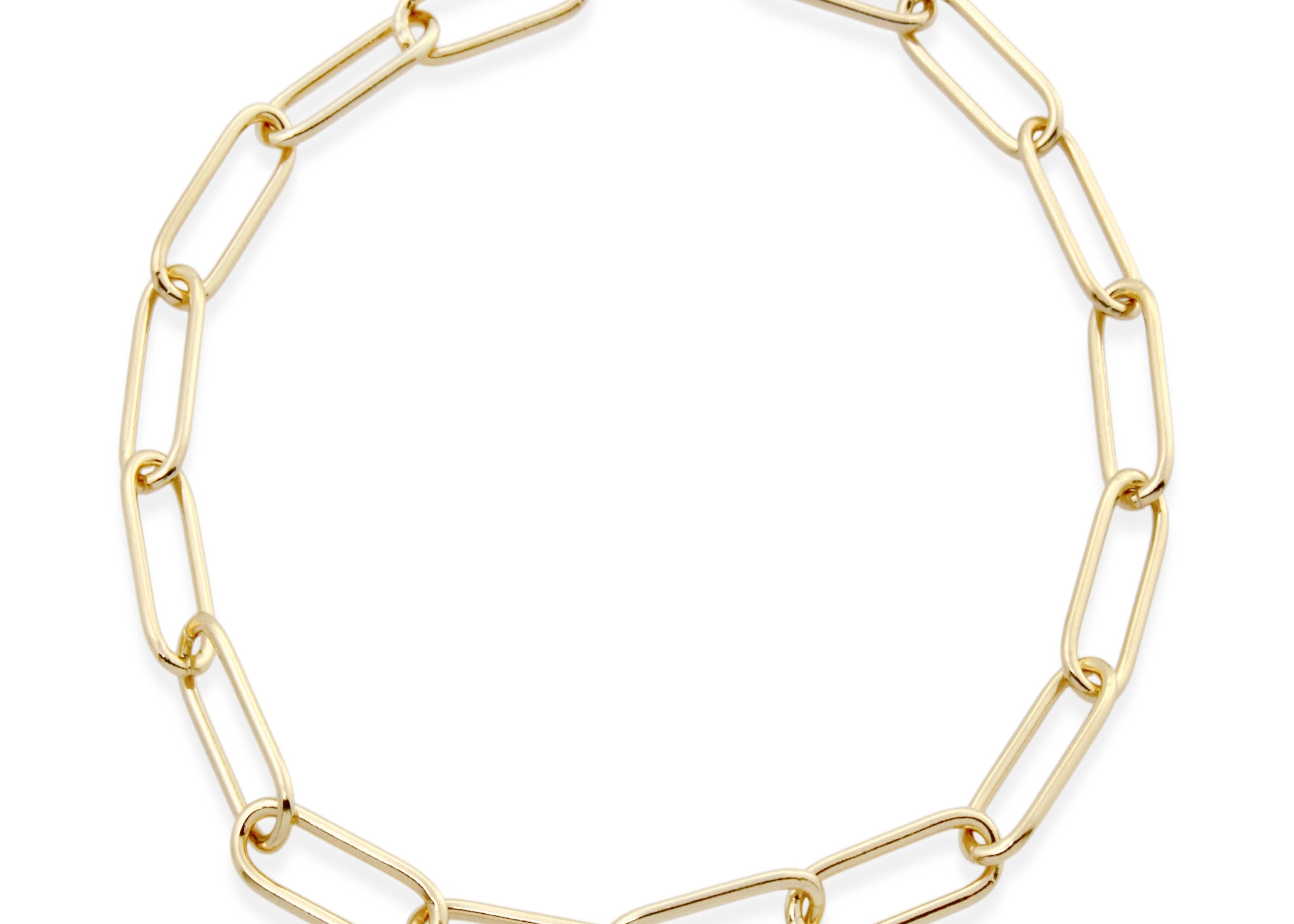 gold link bracelet paperclip style by sener besim