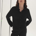 Sener Besim Long Sleeve Button Up Black worn