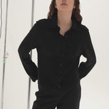 Sener Besim Long Sleeve Button Up Black worn