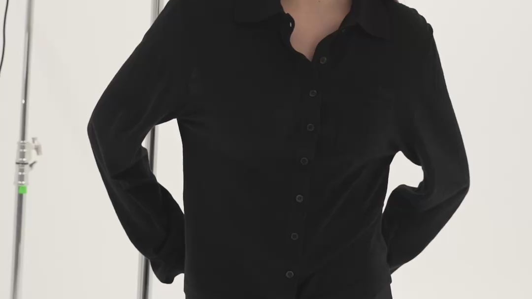 Sener Besim Long Sleeve Button Up Black worn