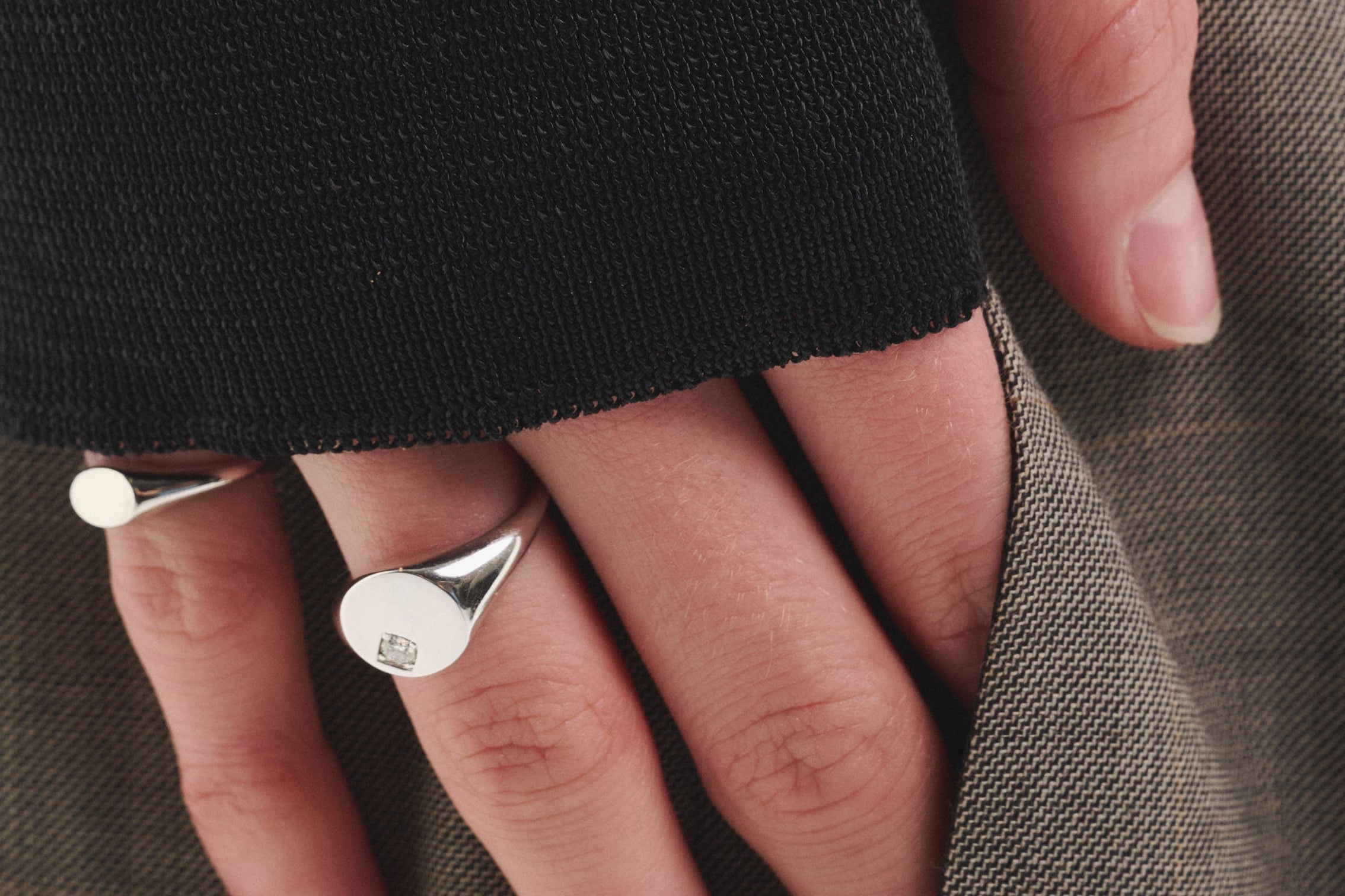 Sener Besim Diamond Signet Ring Close Up