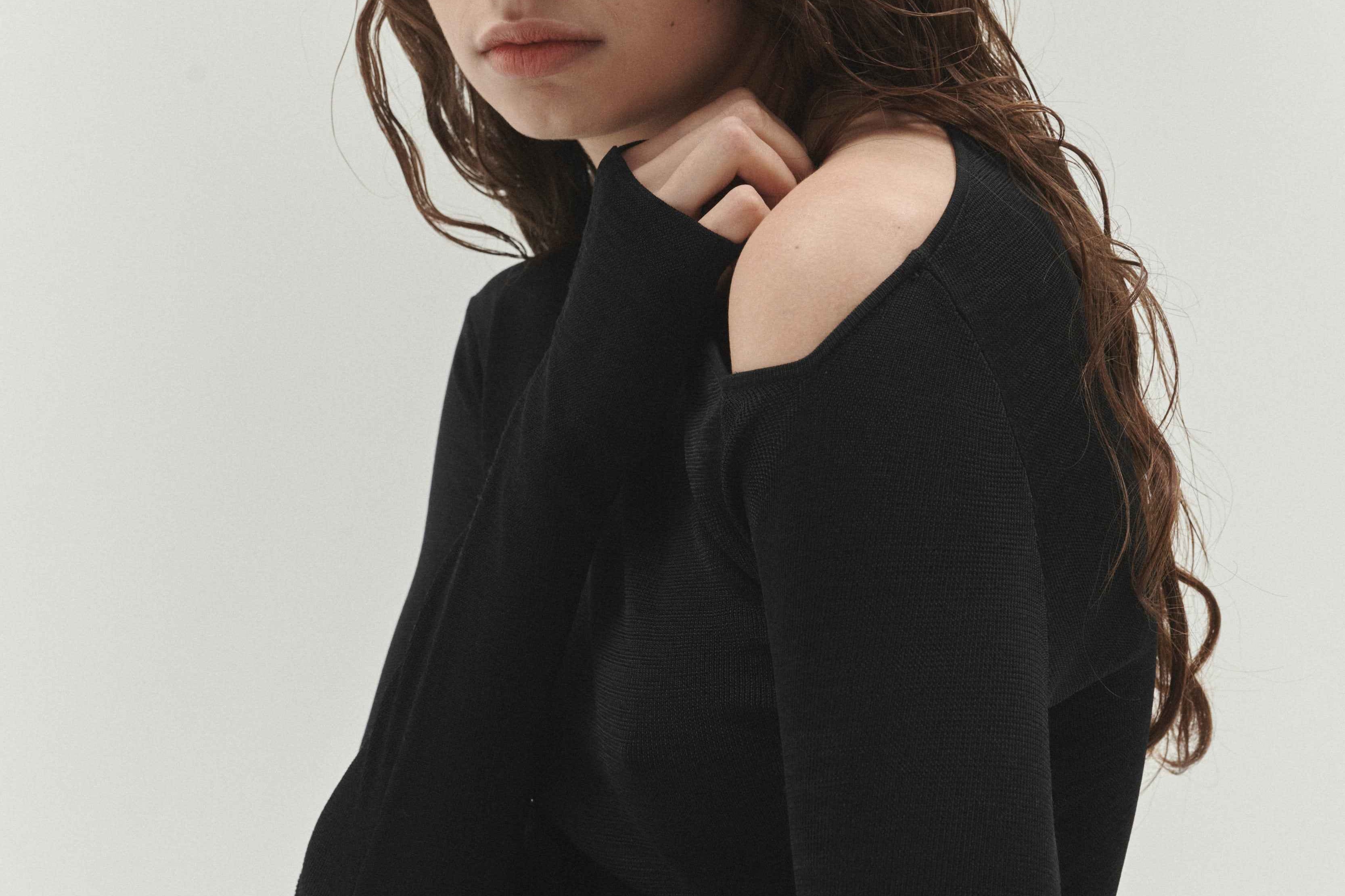 Angular Neck Top Black