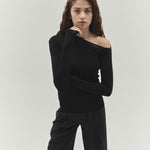 Angular Neck Top Black
