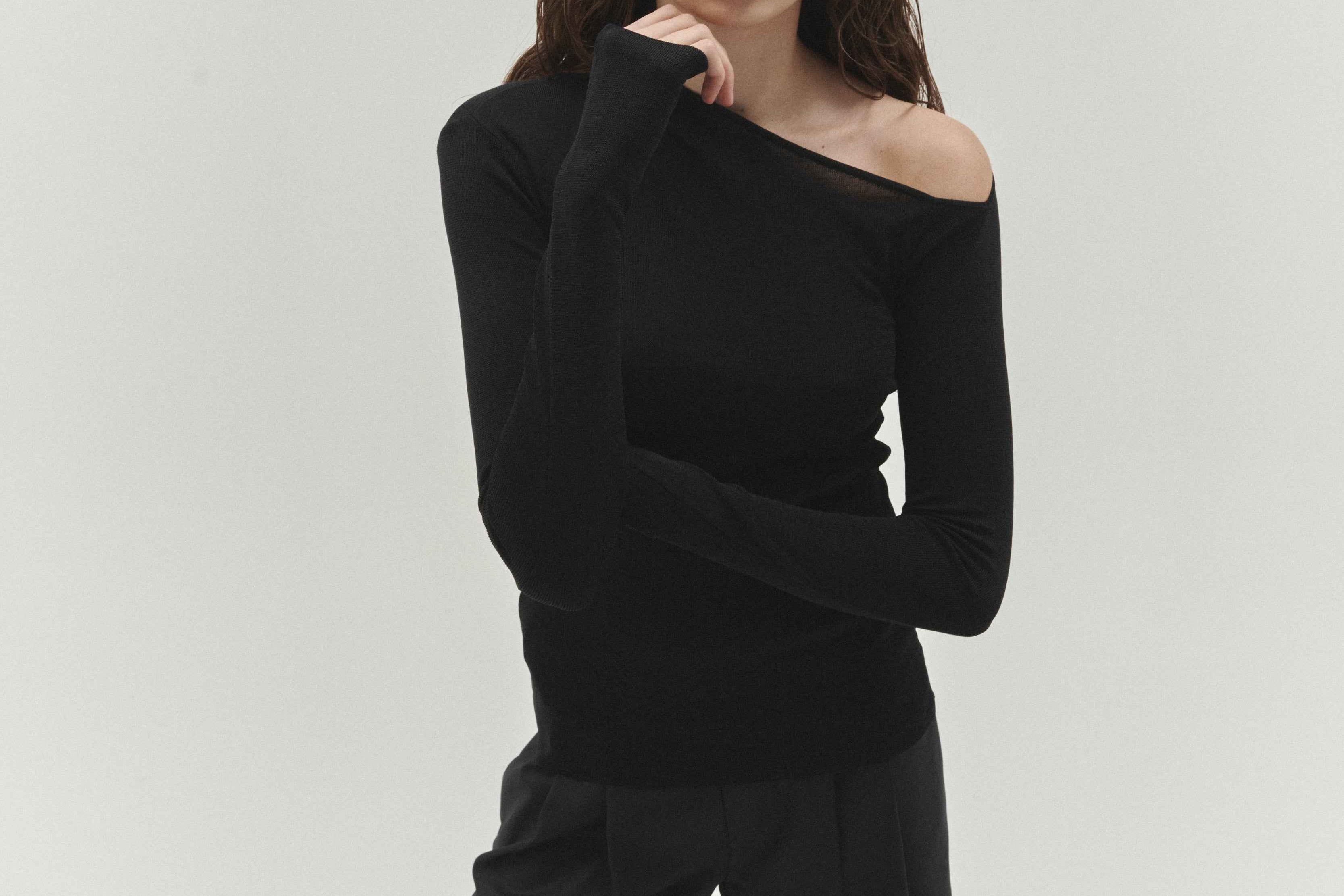 Angular Neck Top Black