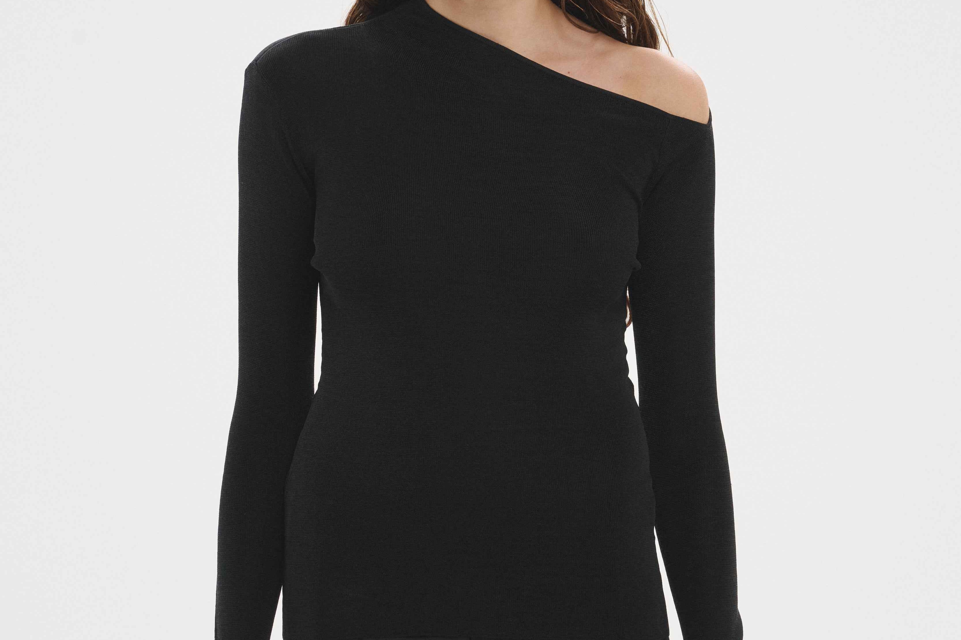 Angular Neck Top Black