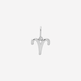Şener Besim Aries Charm in silver rhodium plating, flat lay