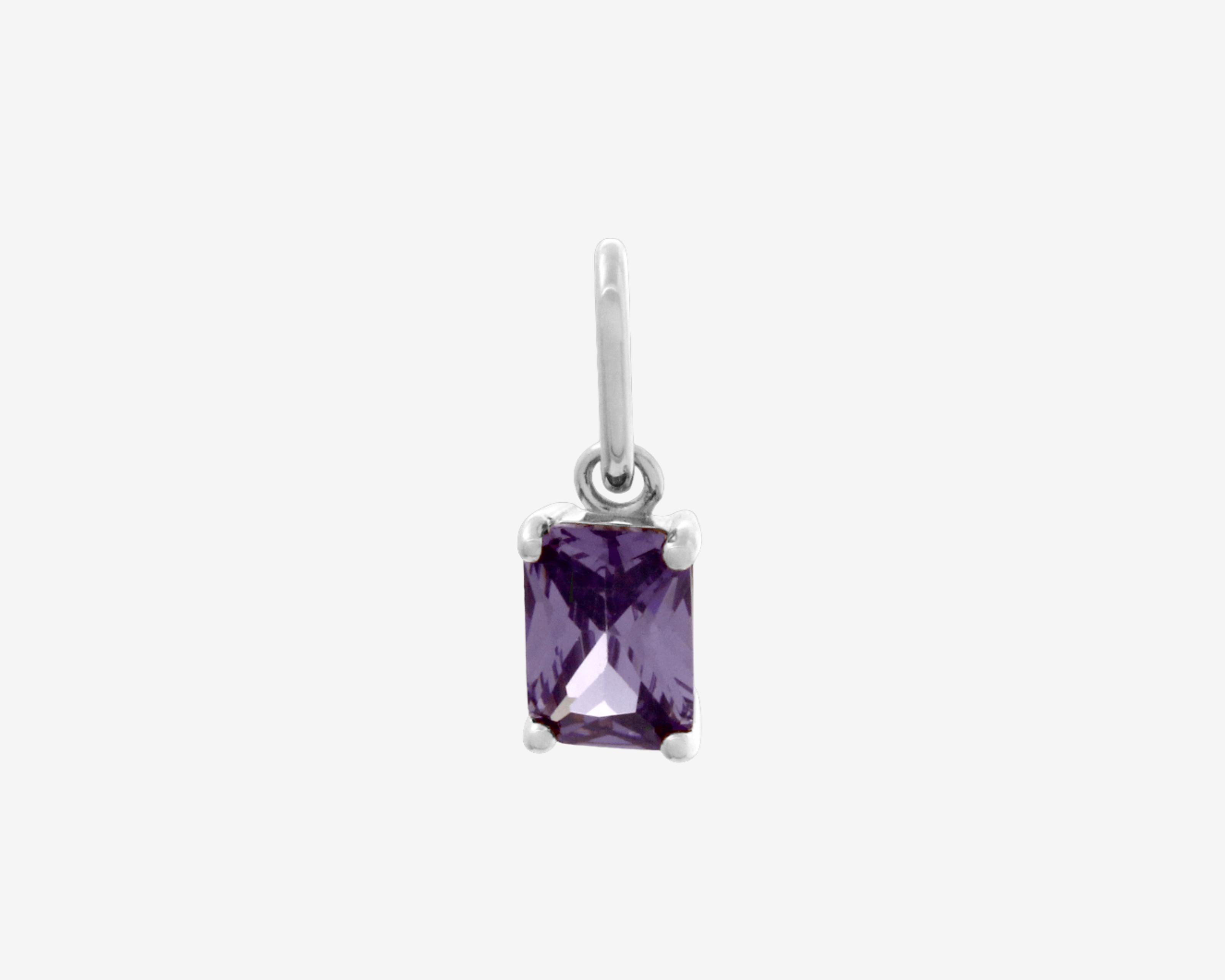 Şener Besim Amethyst Birthstone Charm in rhodium plating — Buildable Collection