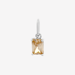 Şener Besim Champagne CZ Birthstone Charm in rhodium plating — Buildable Collection