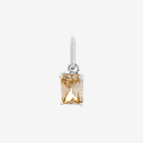 Şener Besim Champagne CZ Birthstone Charm in rhodium plating — Buildable Collection
