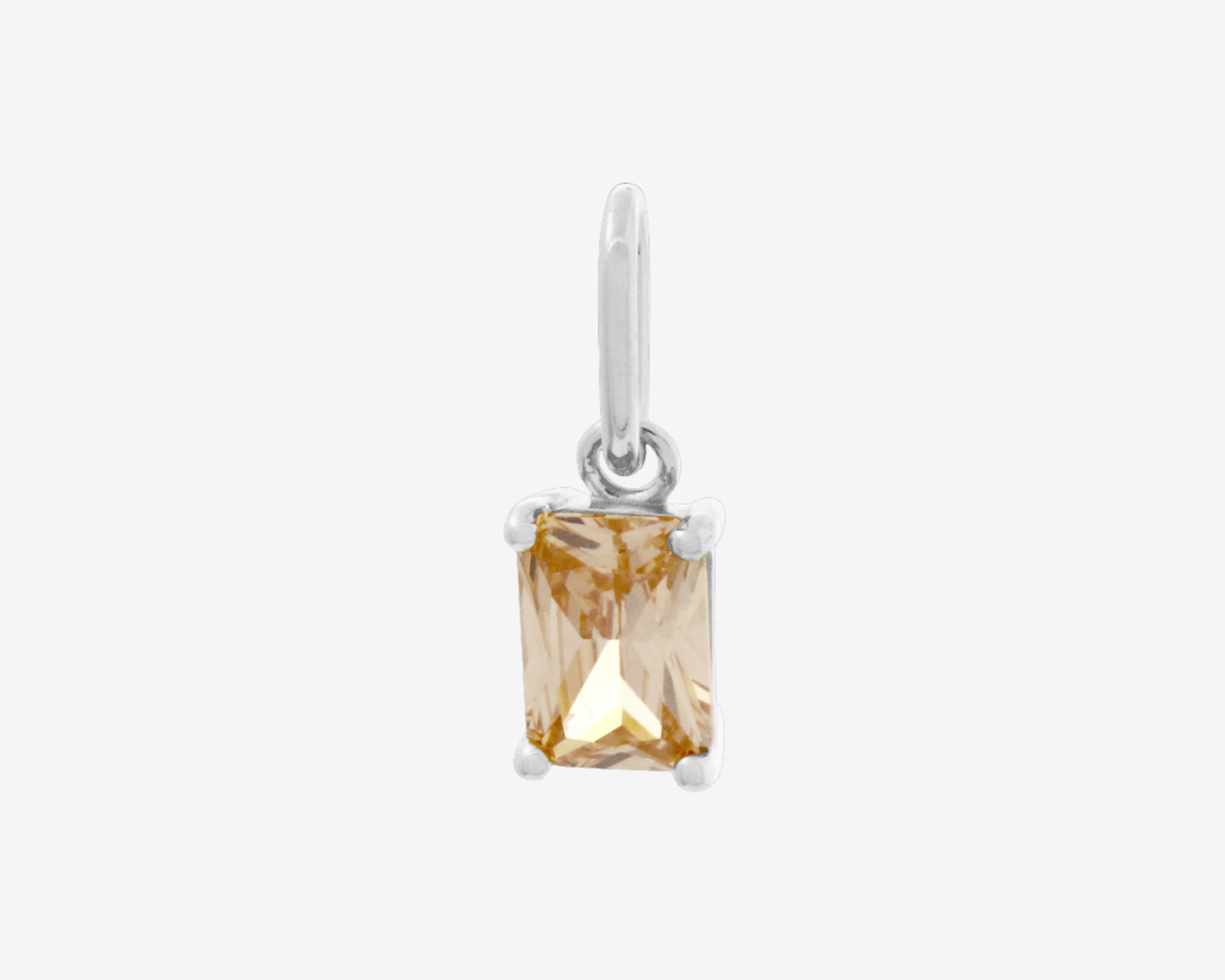 Şener Besim Champagne CZ Birthstone Charm in rhodium plating — Buildable Collection