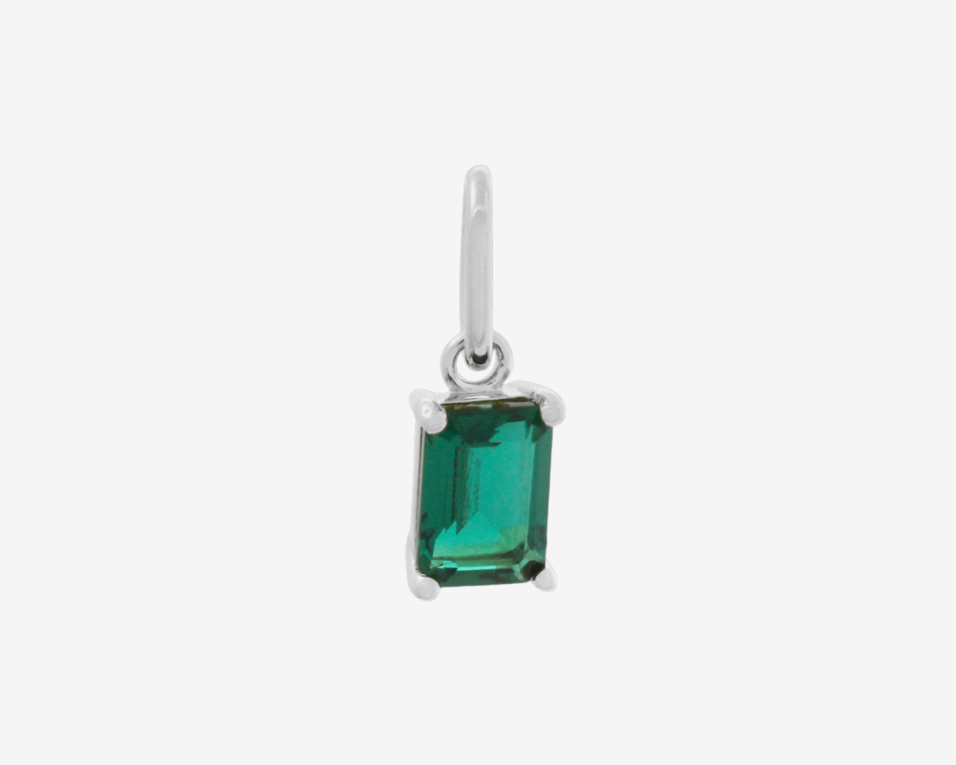 Şener Besim Emerald Birthstone Charm in rhodium plating — Buildable Collection