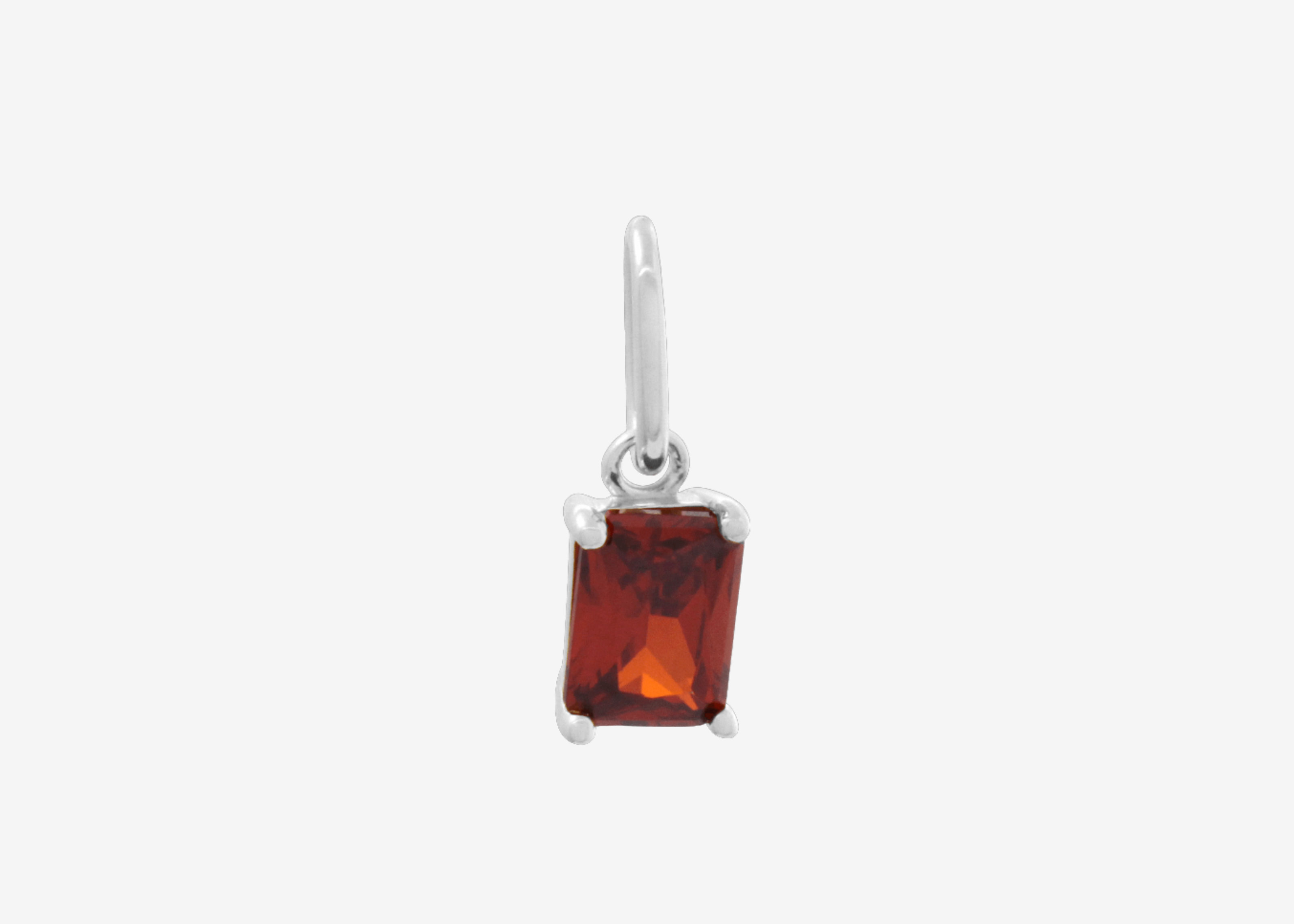 Şener Besim Garnet Birthstone Charm in rhodium plating — Buildable Collection