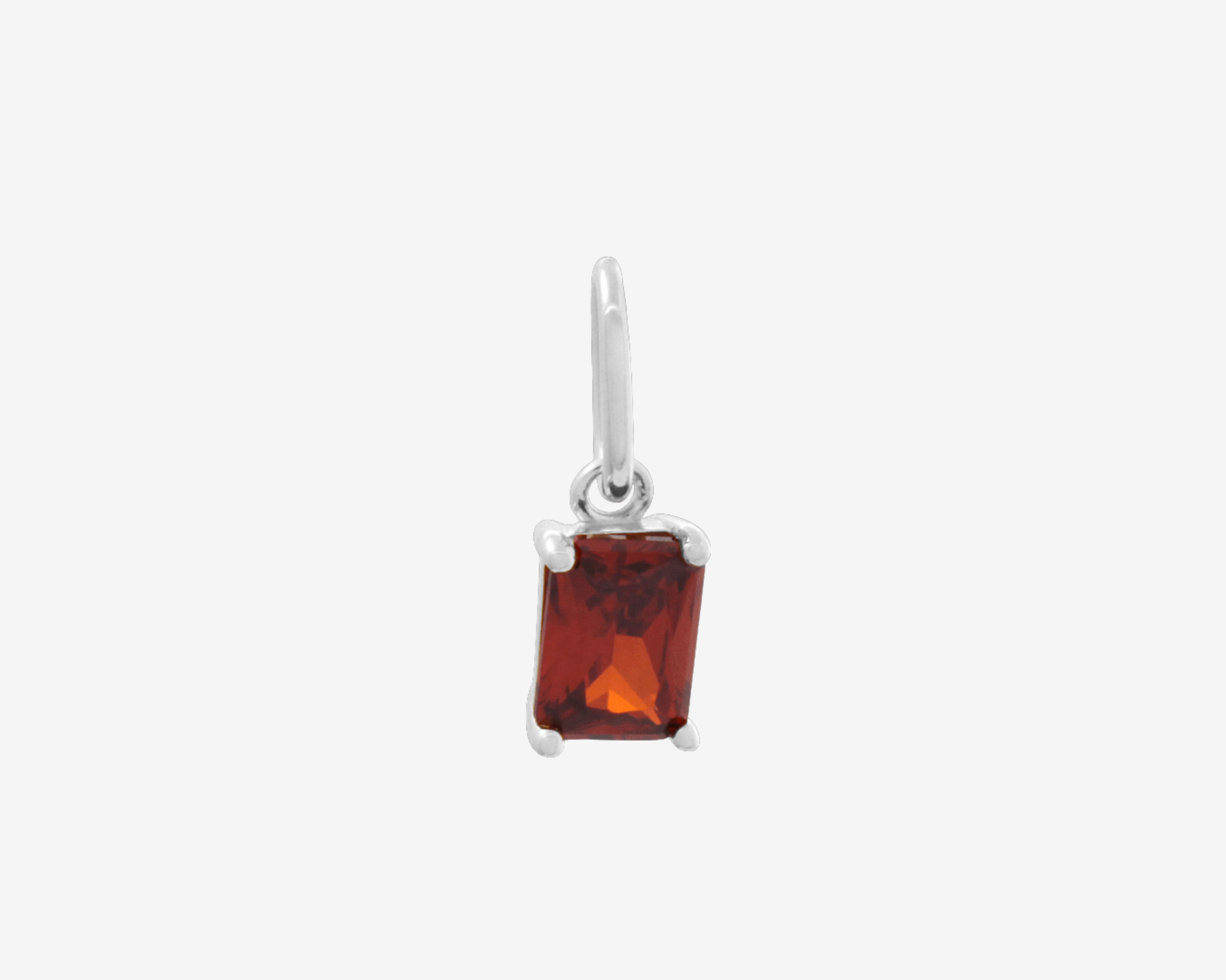 Şener Besim Garnet Birthstone Charm in rhodium plating — Buildable Collection