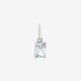 Şener Besim Light Blue Birthstone Charm in rhodium plating — Buildable Collection