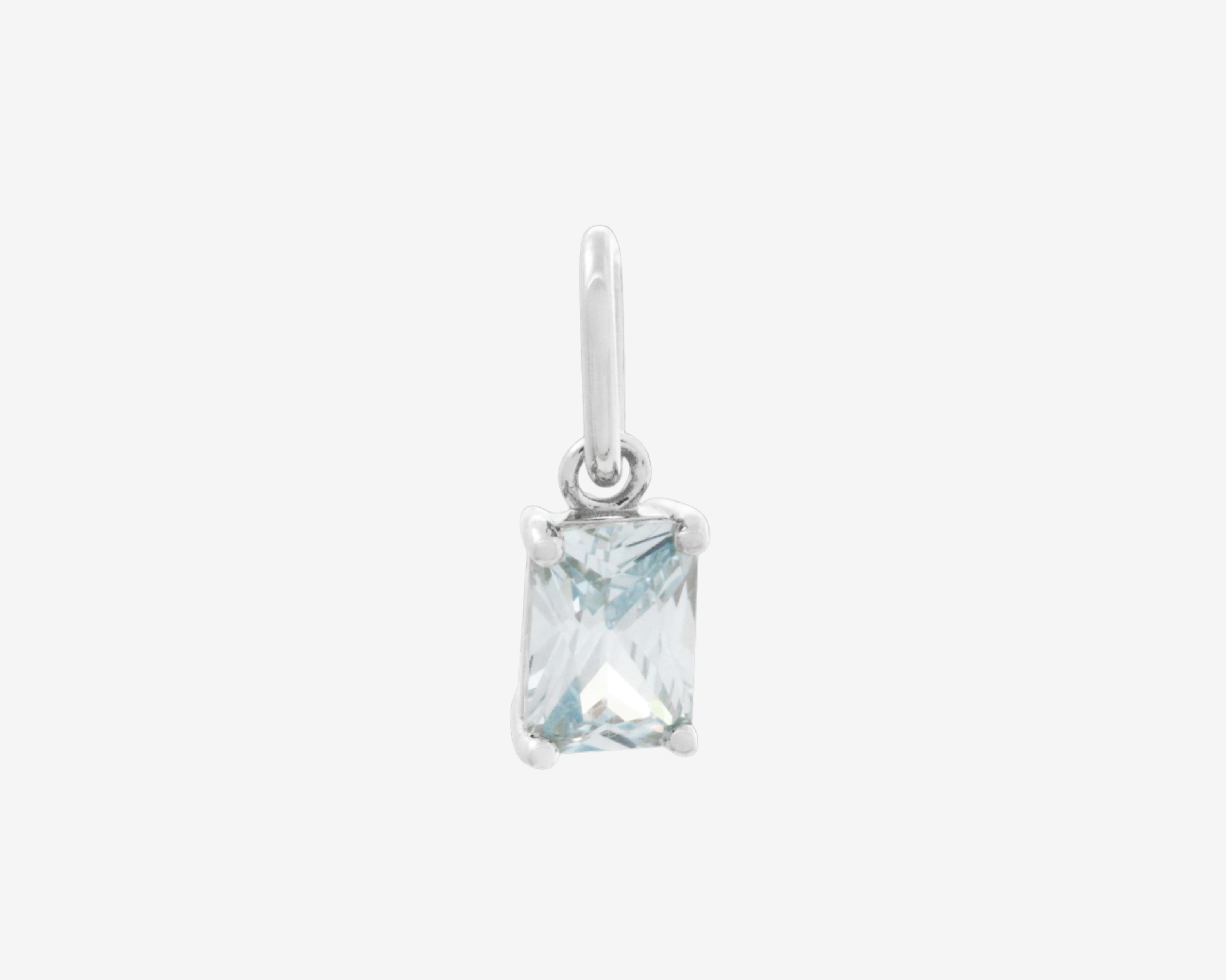 Şener Besim Light Blue Birthstone Charm in rhodium plating — Buildable Collection