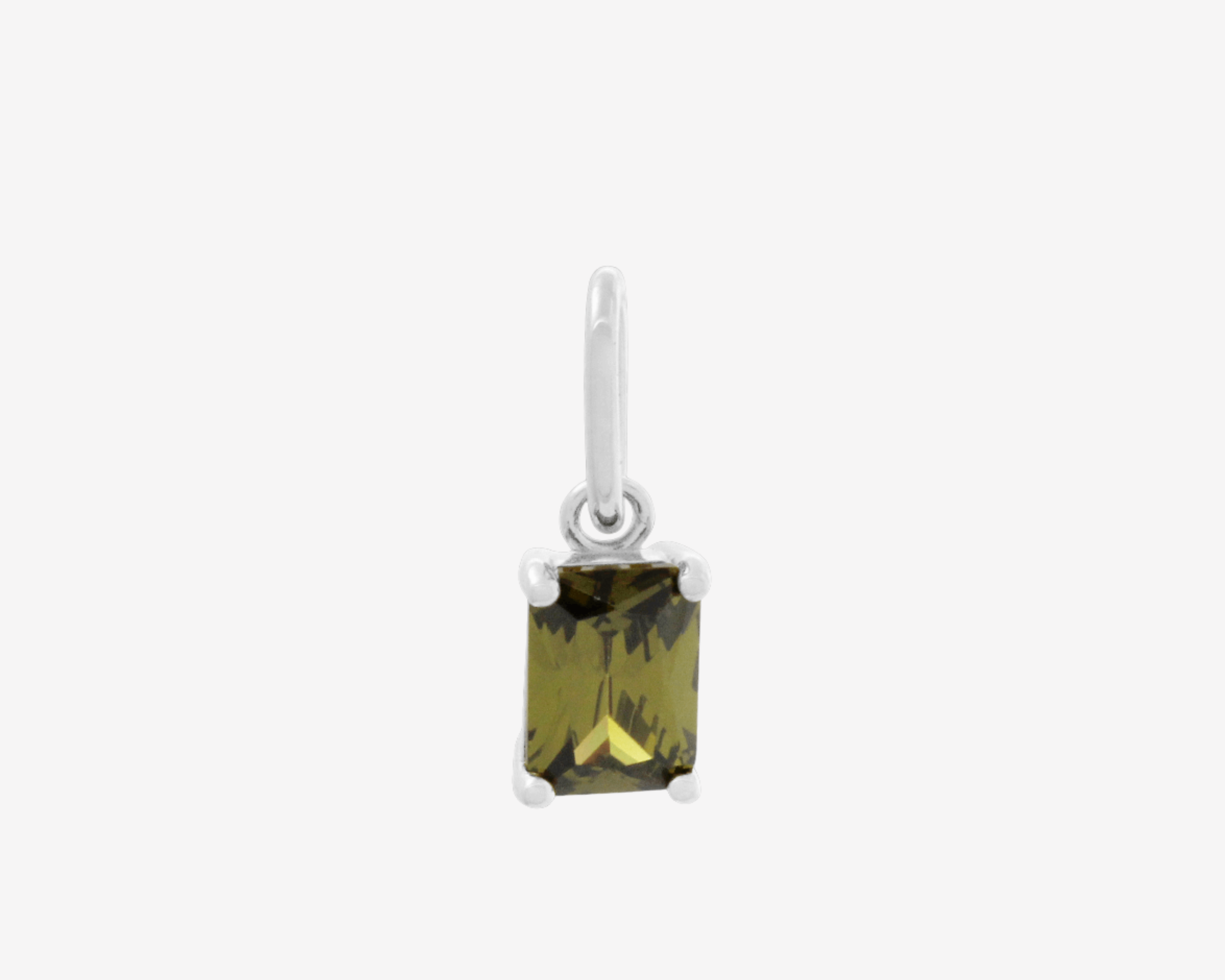 Şener Besim Olive CZ Birthstone Charm in rhodium plating — Buildable Collection