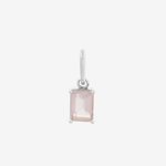 Şener Besim Rose Quartz Birthstone Charm in Rhodium Plating — Buildable Collection