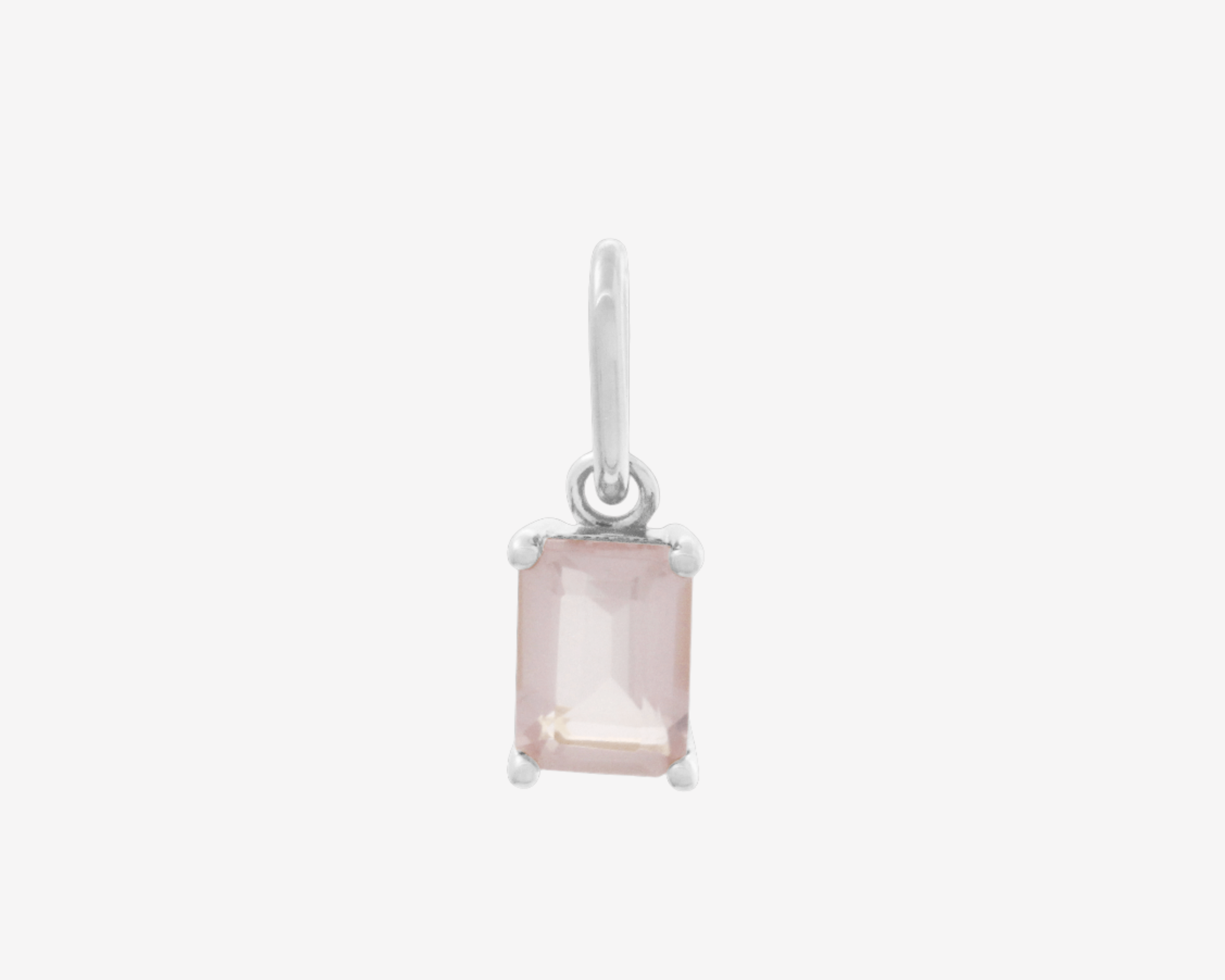 Şener Besim Rose Quartz Birthstone Charm in Rhodium Plating — Buildable Collection