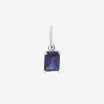 Şener Besim Blue Sapphire Birthstone Charm in rhodium plating — Buildable Collection