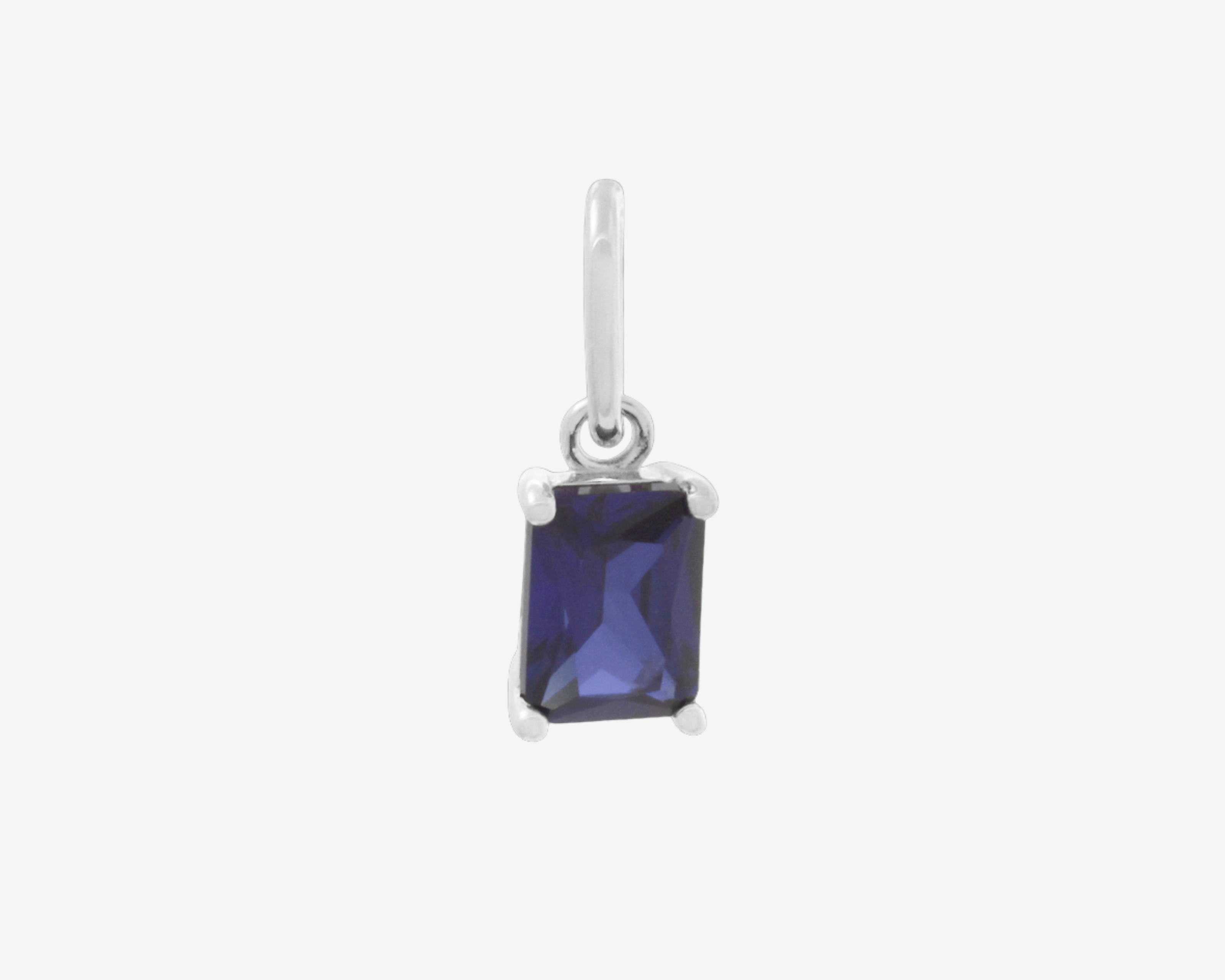 Şener Besim Blue Sapphire Birthstone Charm in rhodium plating — Buildable Collection