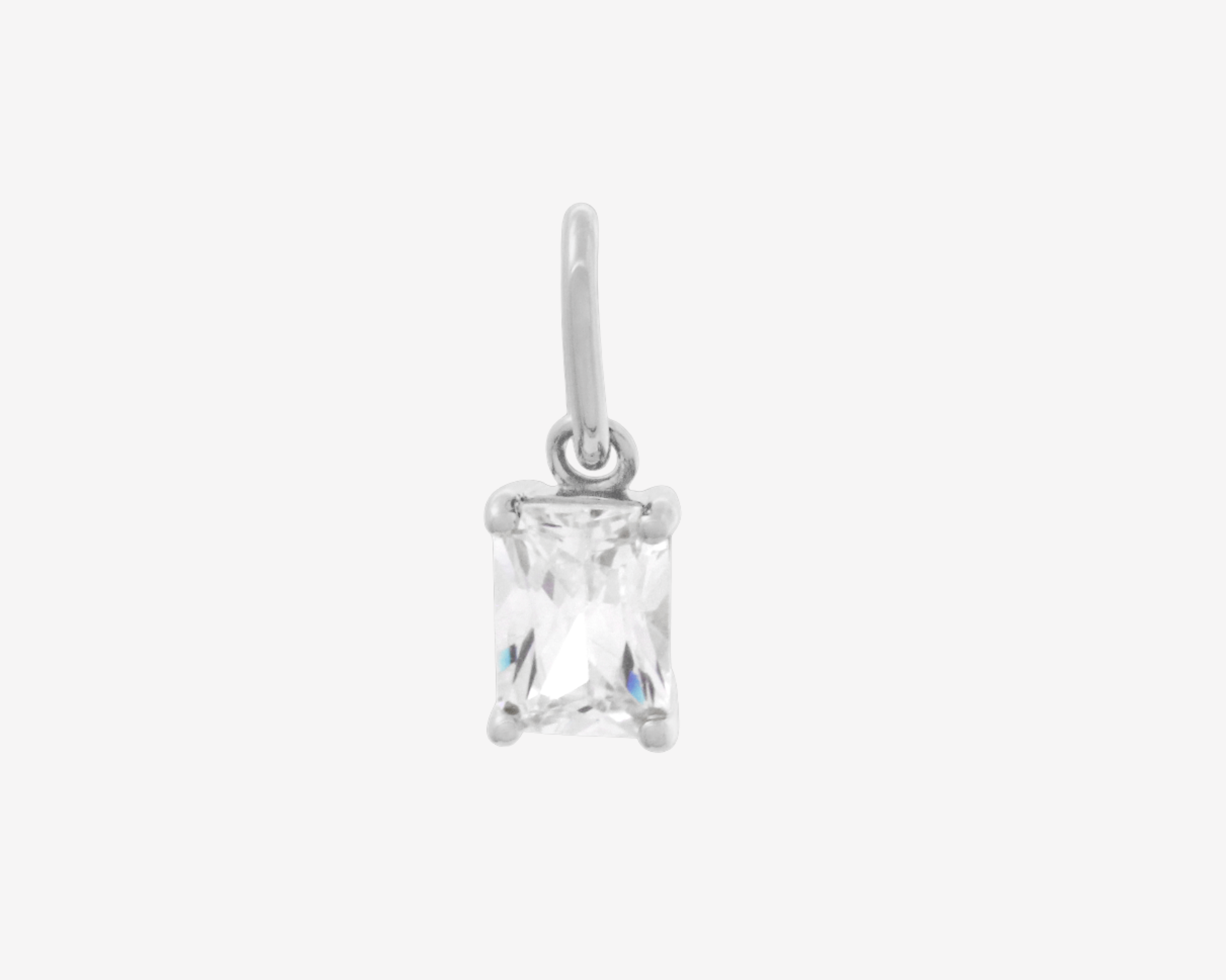 Şener Besim White CZ Birthstone Charm in rhodium plating — Buildable Collection
