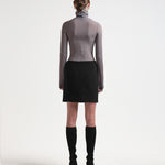 sener besim pencil skirt high waisted on model with hidden zip back view 