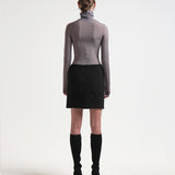 sener besim pencil skirt high waisted on model with hidden zip back view 