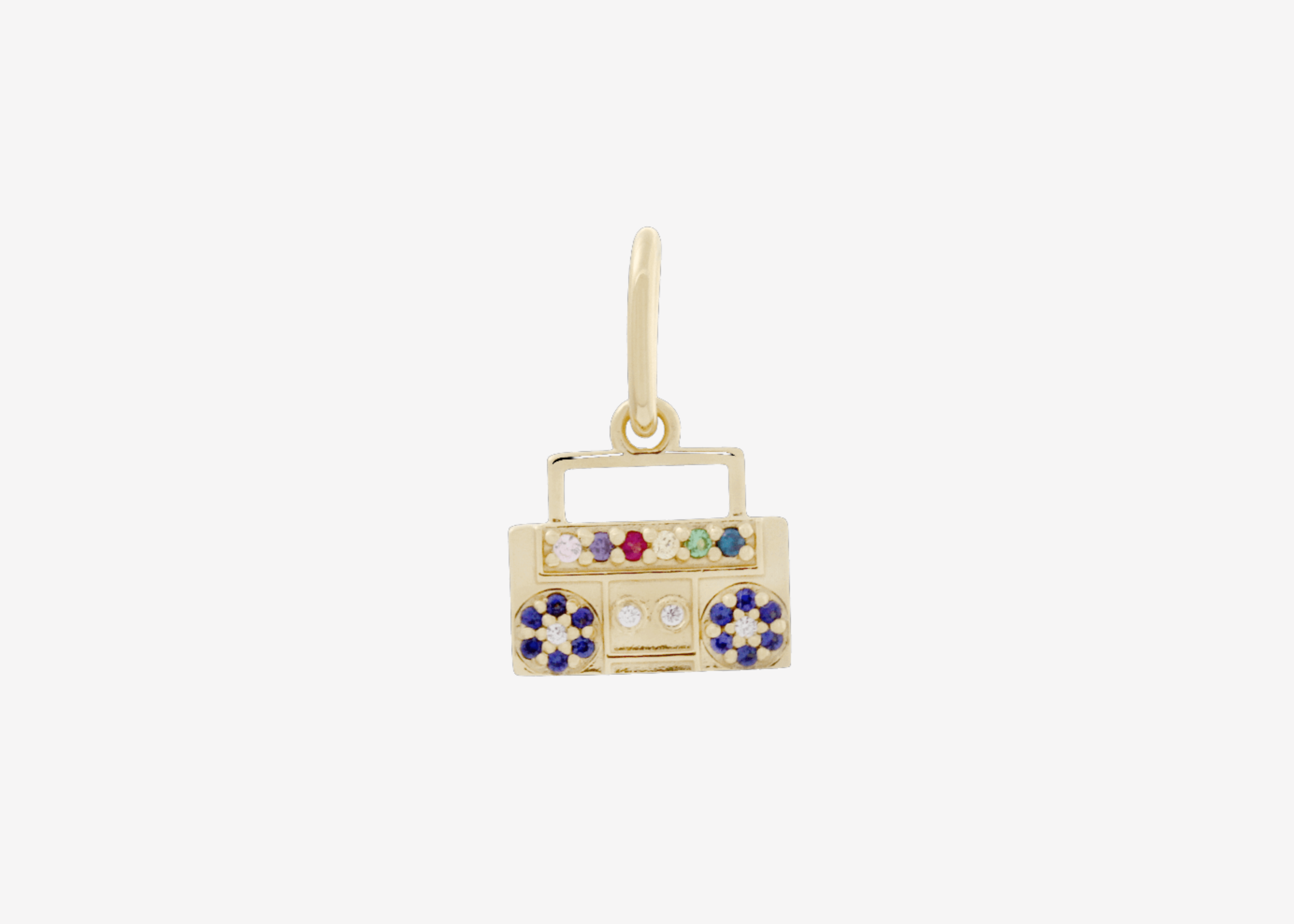 Şener Besim Boombox Charm in 14ct gold plating with colourful gemstone details — Buildable Collection