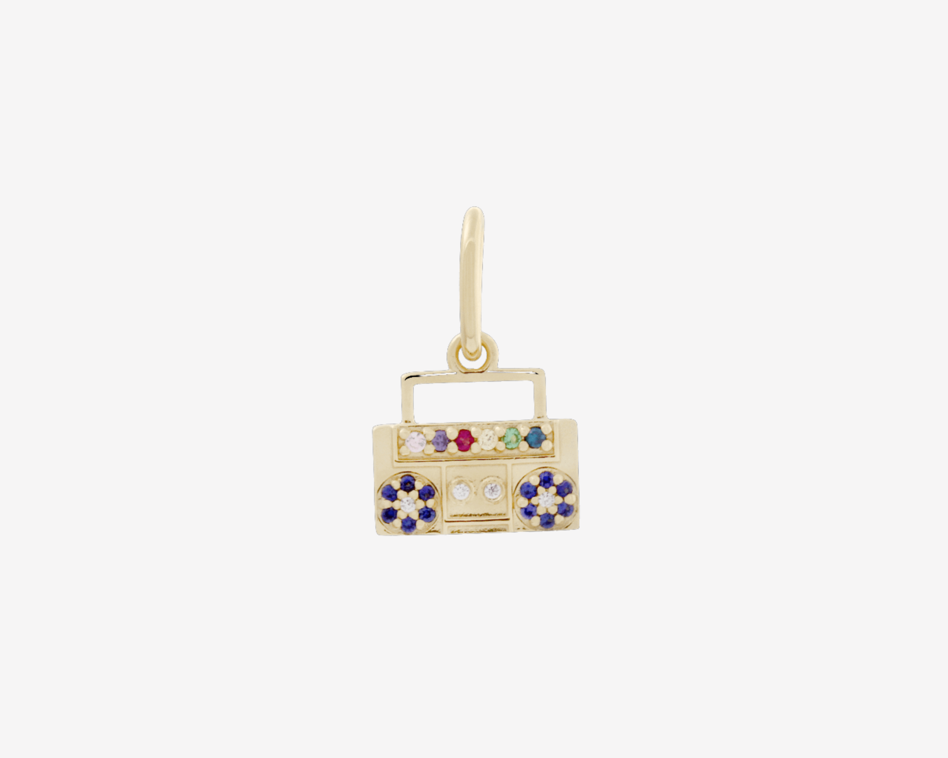 Şener Besim Boombox Charm in 14ct gold plating with colourful gemstone details — Buildable Collection