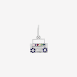 Şener Besim Boombox Charm in rhodium plating with colourful gemstone details — Buildable Collection