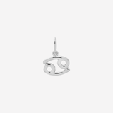 Şener Besim Cancer Charm in silver rhodium plating, flat lay