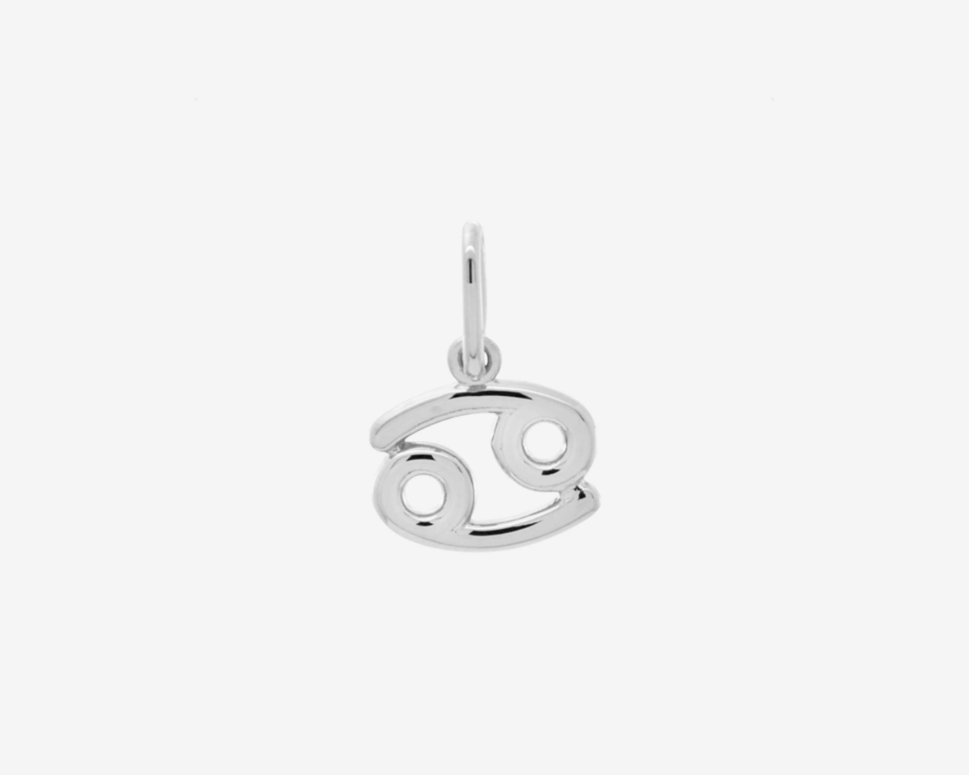 Şener Besim Cancer Charm in silver rhodium plating, flat lay