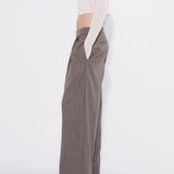 Wide leg check pant pleat detail side — Şener Besim