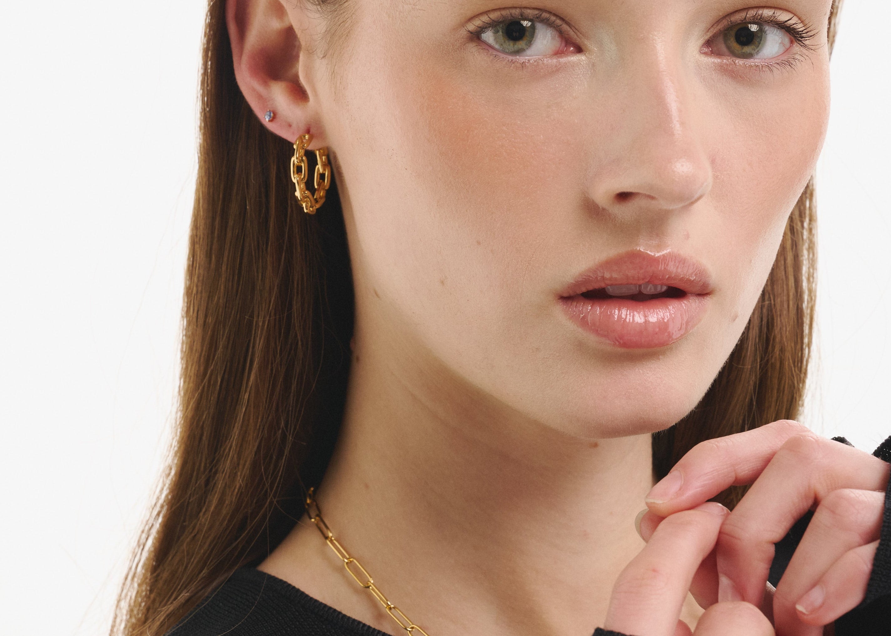 Sener Besim Chunky Chain Hoops Worn