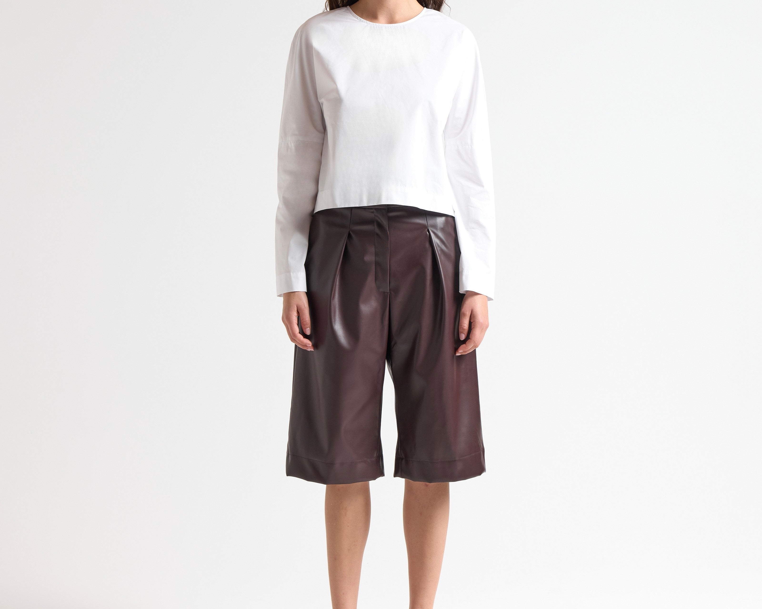Crop Flared Sleeve Top in White - Side View