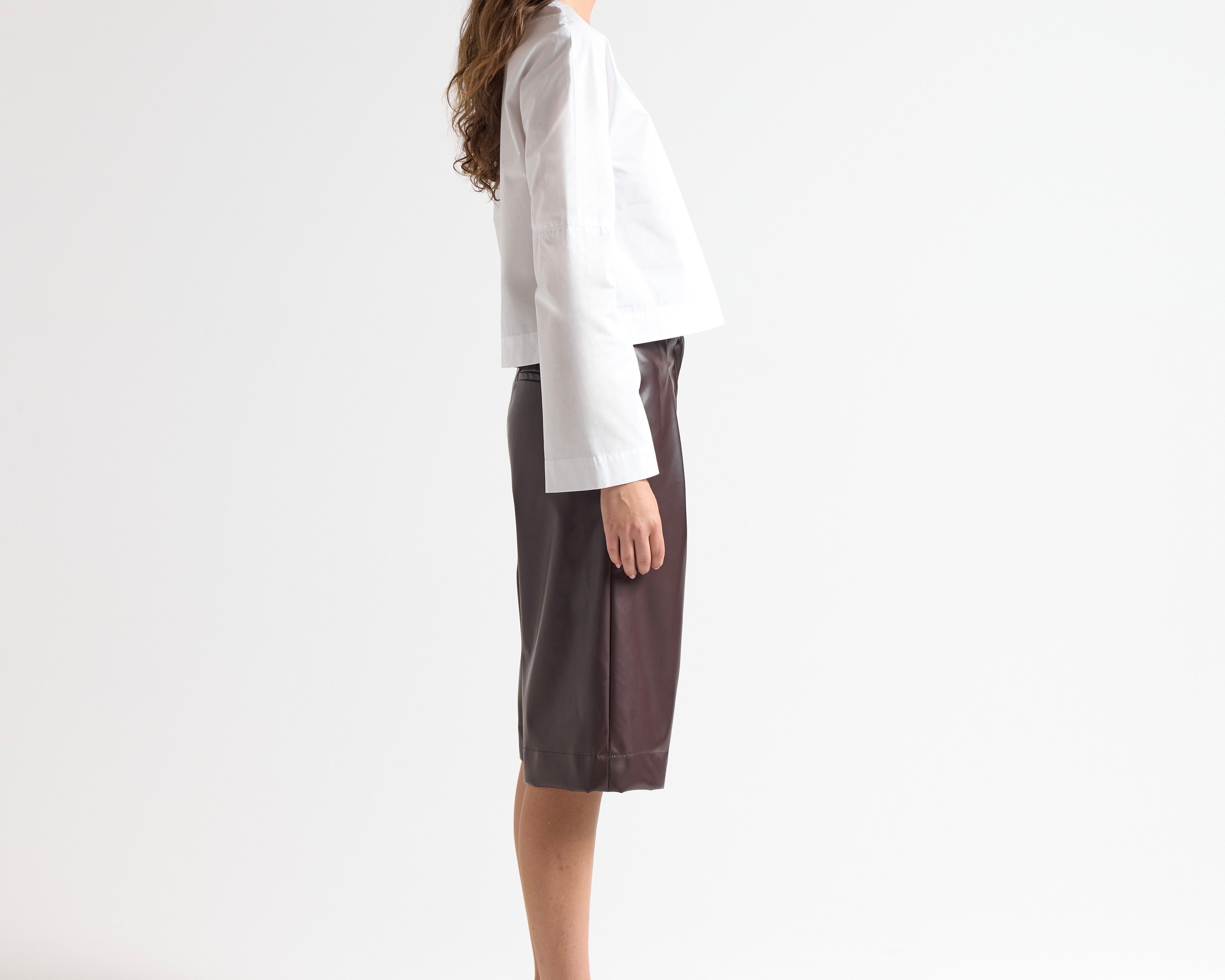 Crop Flared Sleeve Top in White - Back View