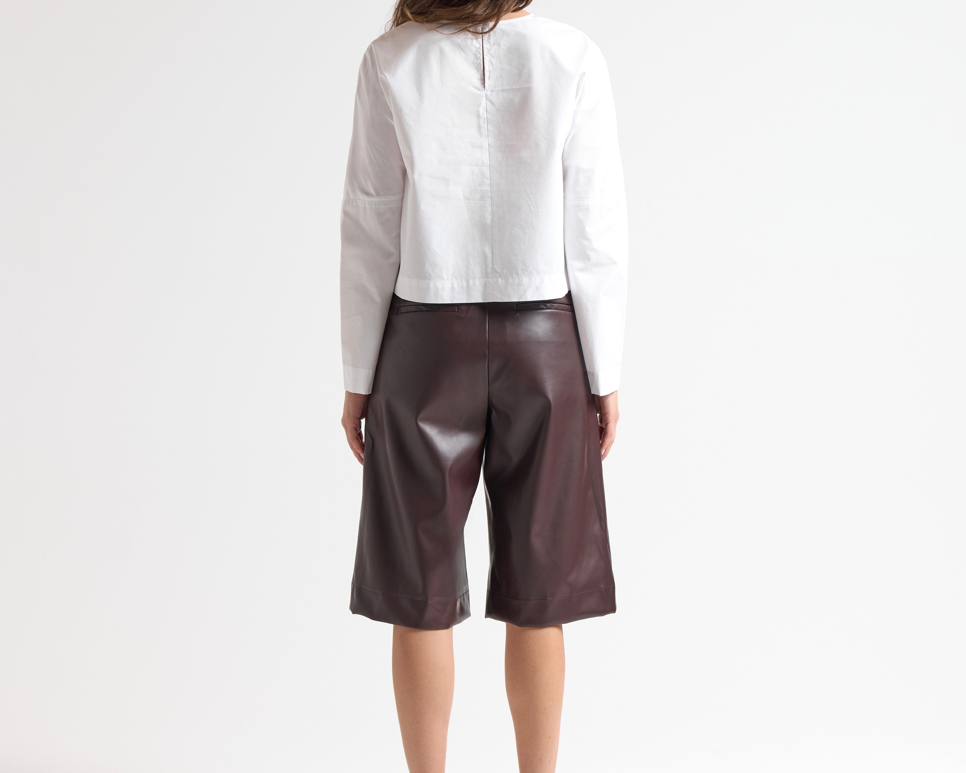 Crop Flared Sleeve Top in White - Detail View