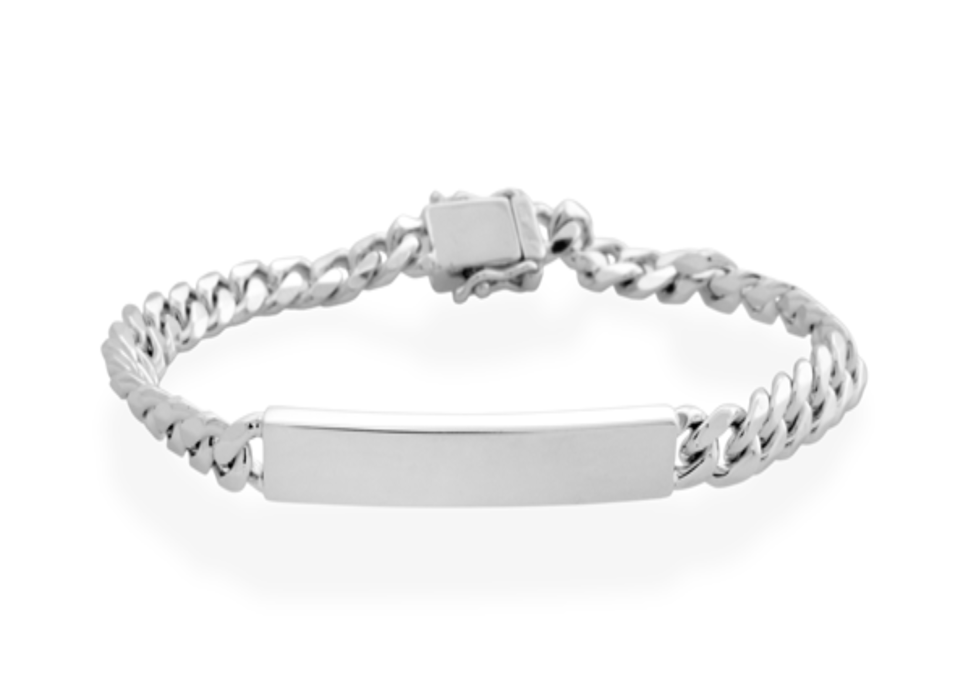 Şener Besim Cuban Bracelet in rhodium plating, sterling silver, flat lay