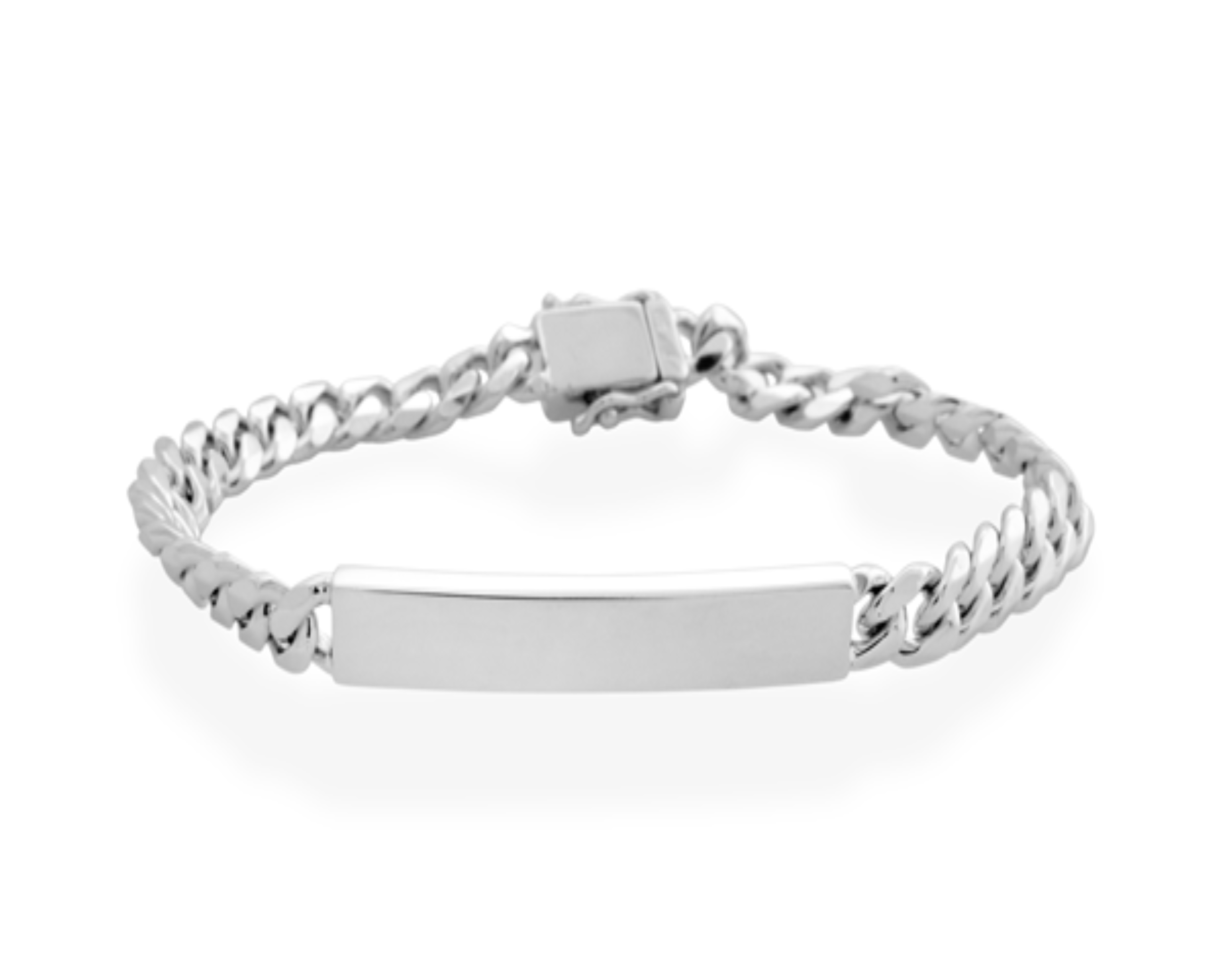Şener Besim Cuban Bracelet in rhodium plating, sterling silver, flat lay