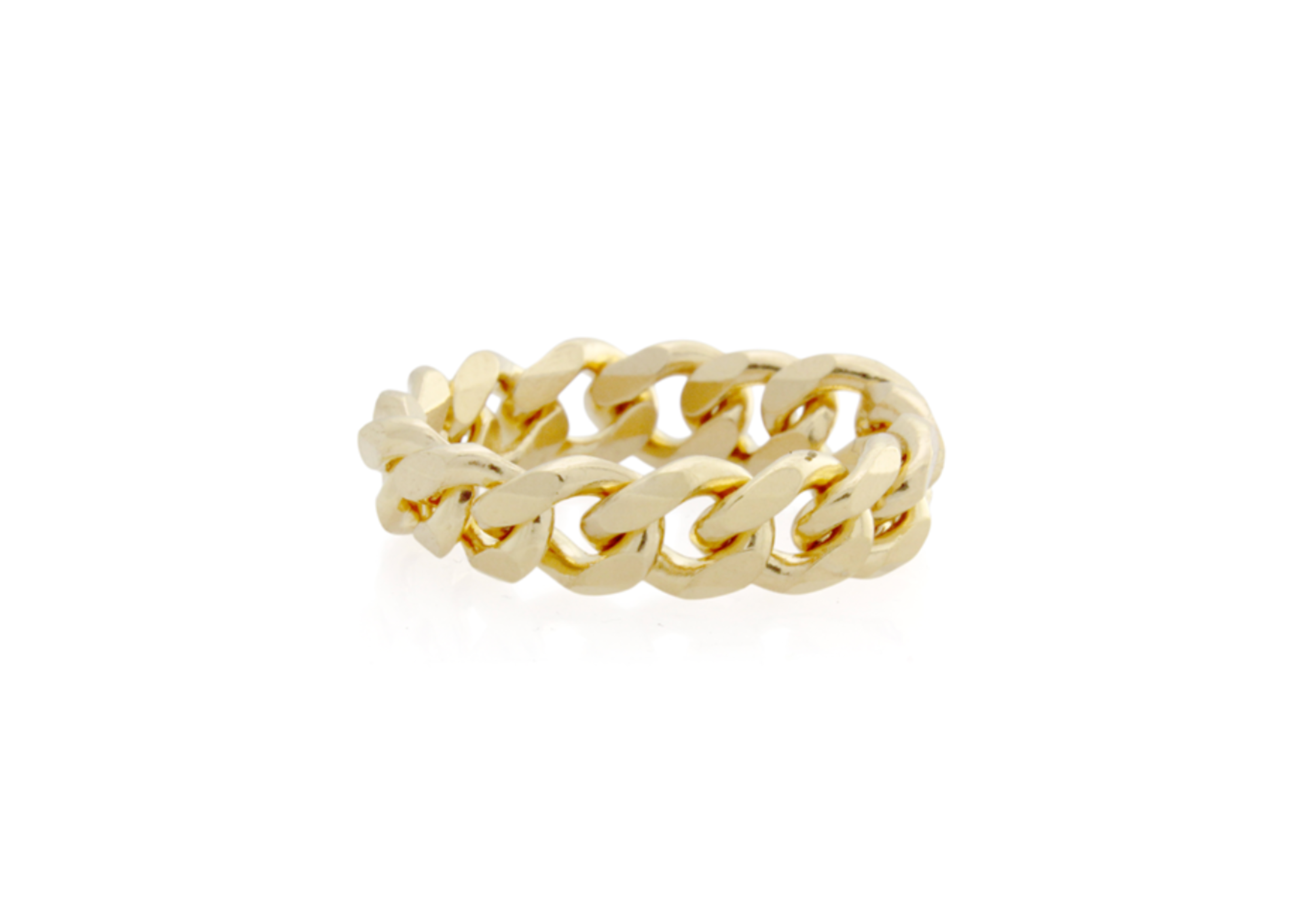 Şener Besim Cuban Chain Ring sterling silver with 14ct gold plating, flat lay