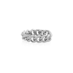 Şener Besim Cuban Chain Ring in rhodium plating, flat lay