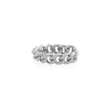 Şener Besim Cuban Chain Ring in rhodium plating, flat lay