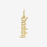 Daddy Gothic Charm Gold by Şener Besim in sterling silver with 14ct gold plating, featuring “Daddy” in gothic lettering