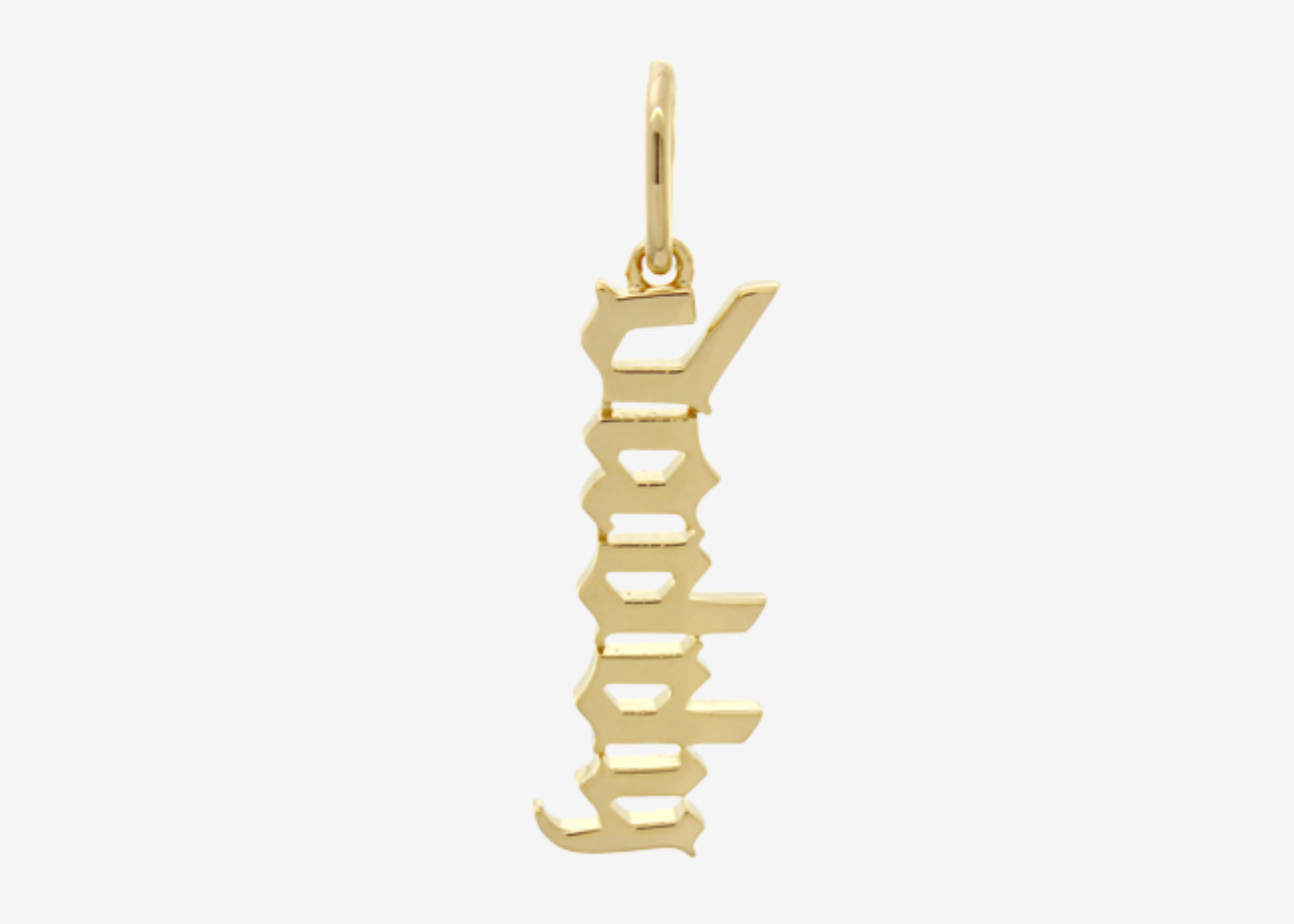 Daddy Gothic Charm Gold by Şener Besim in sterling silver with 14ct gold plating, featuring “Daddy” in gothic lettering