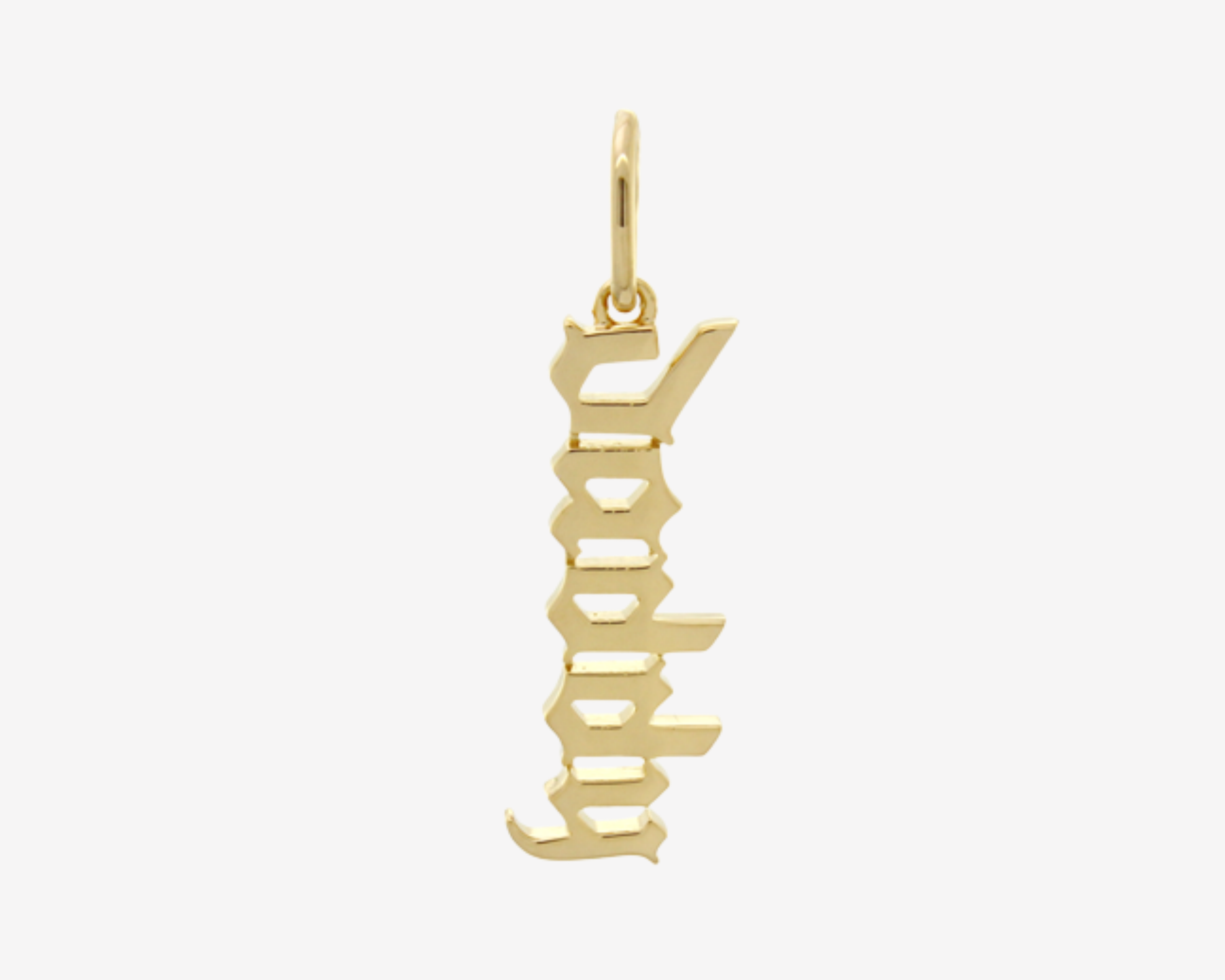 Daddy Gothic Charm Gold by Şener Besim in sterling silver with 14ct gold plating, featuring “Daddy” in gothic lettering