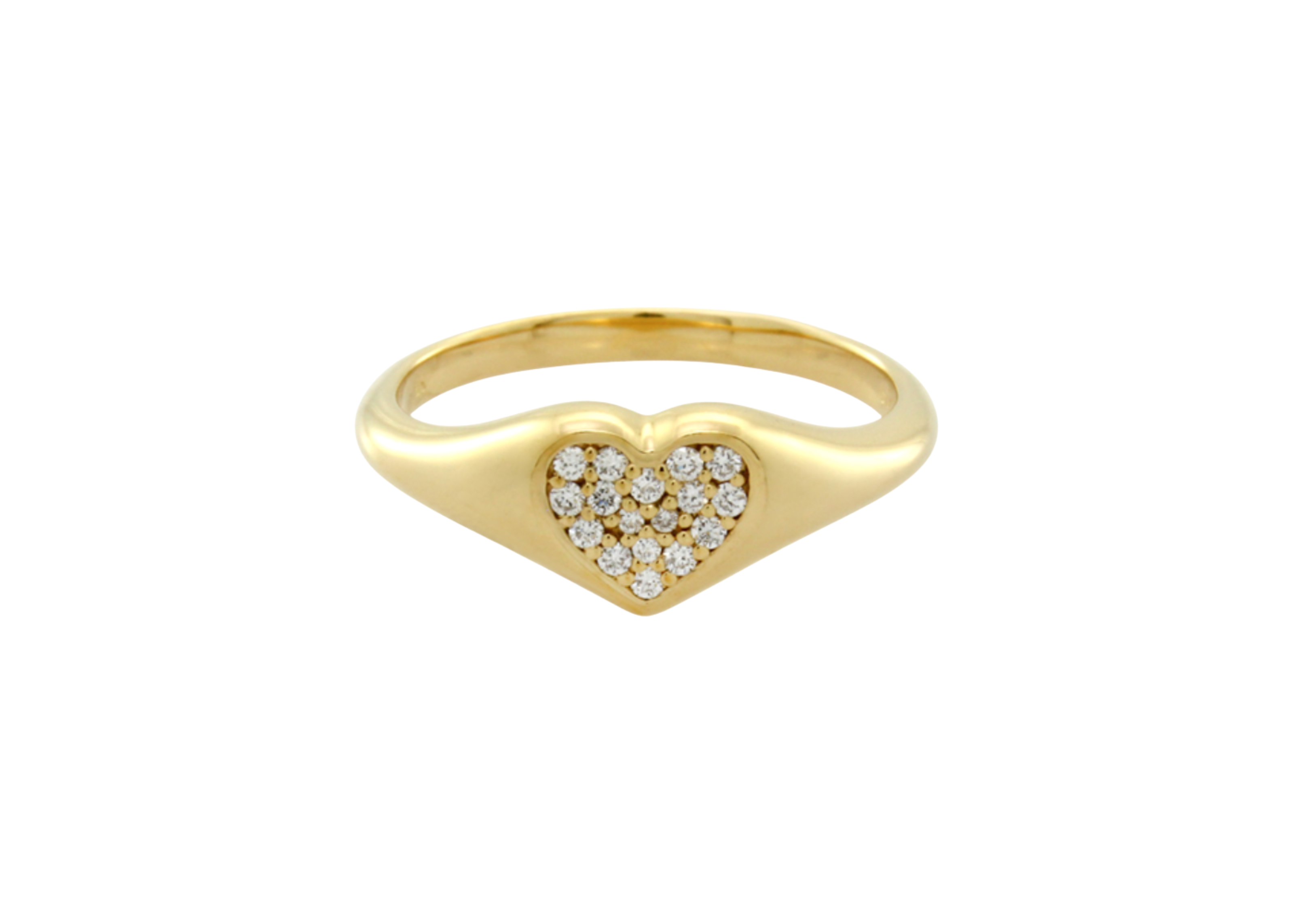 Şener Besim Diamond Heart Signet Ring in sterling silver with 14ct gold plating and pavé diamonds