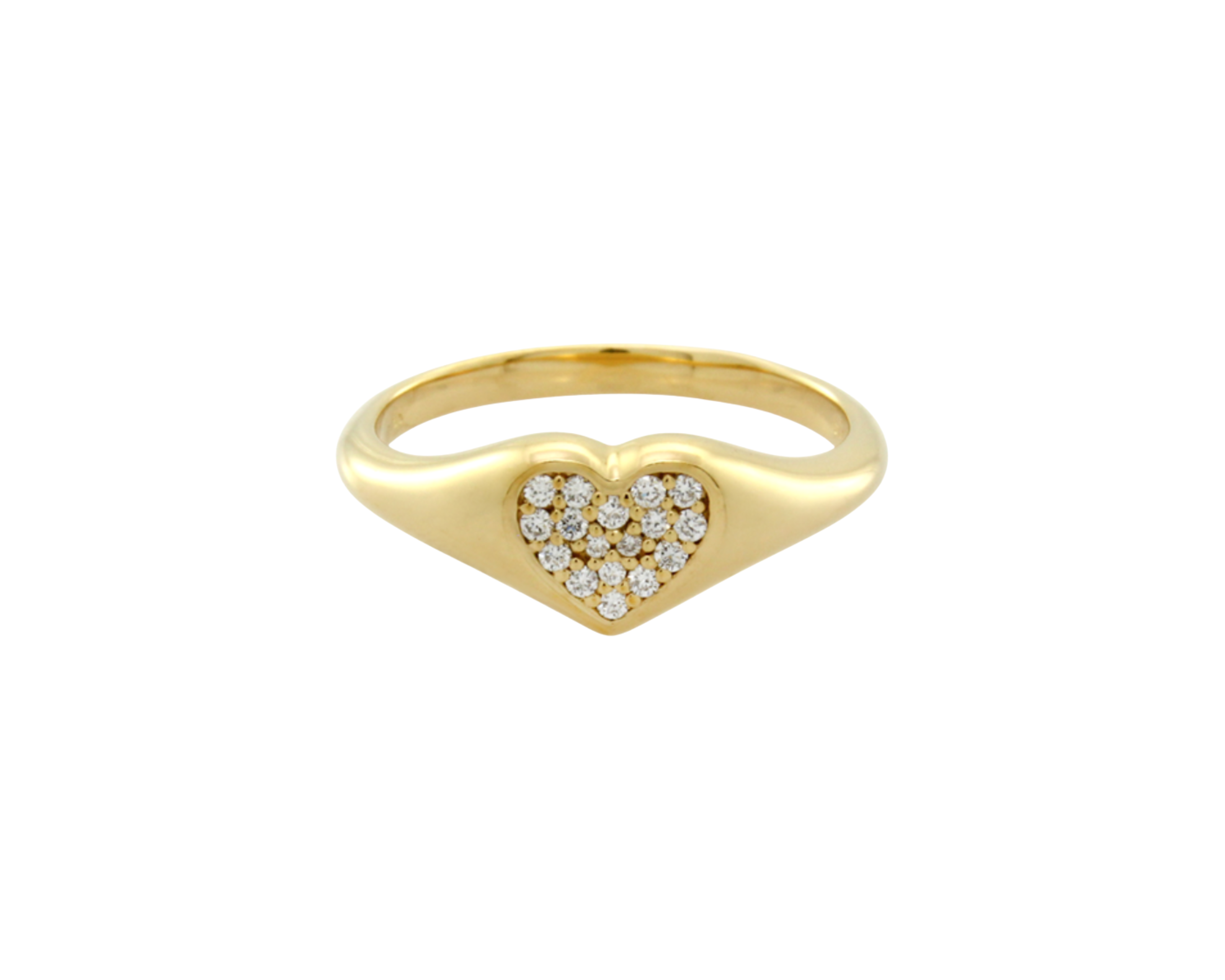 Şener Besim Diamond Heart Signet Ring in sterling silver with 14ct gold plating and pavé diamonds