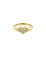 Diamond Heart Signet Ring Gold