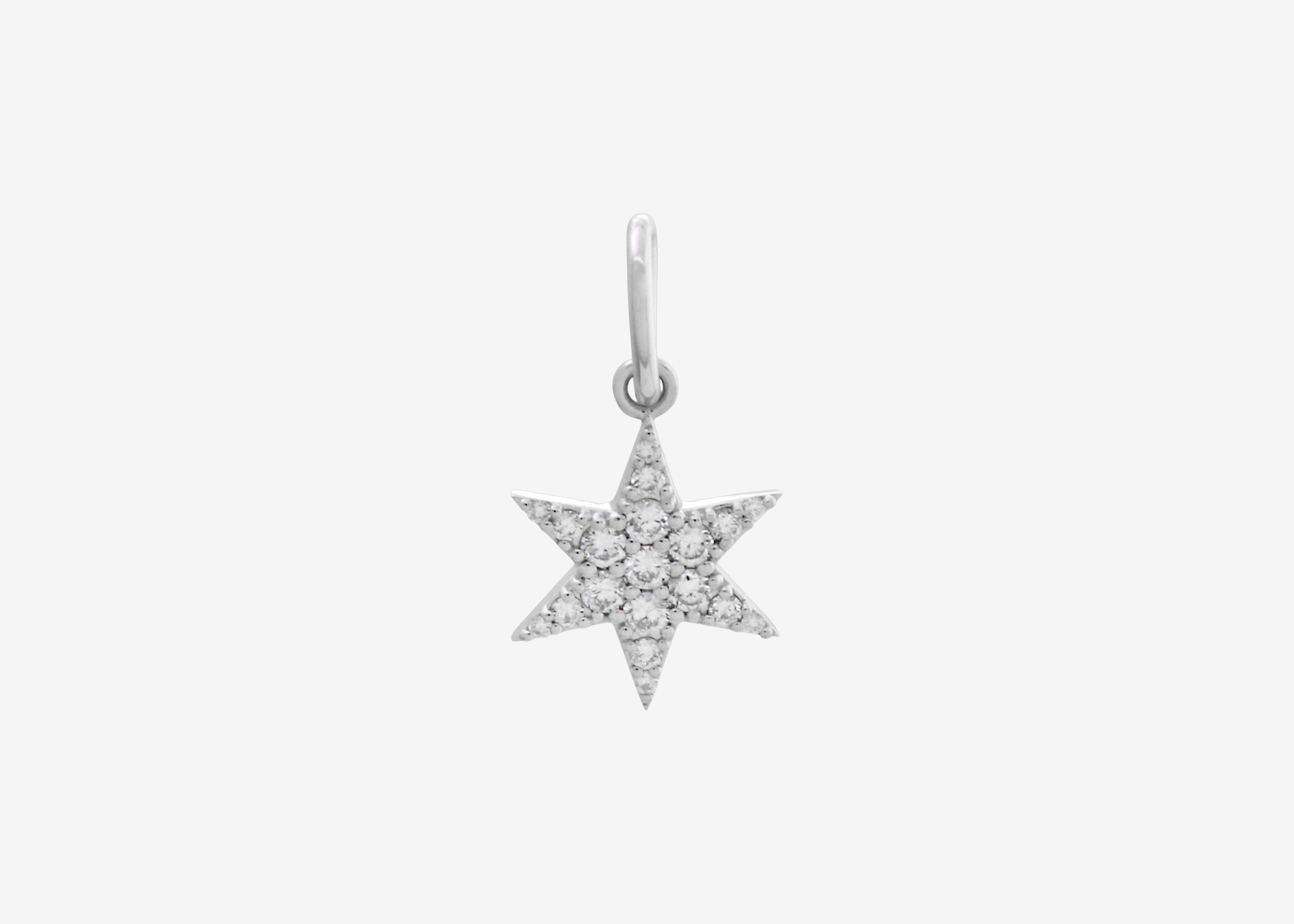 Şener Besim Diamond Star Charm in rhodium plating with lab-grown diamond accents — Buildable Collection